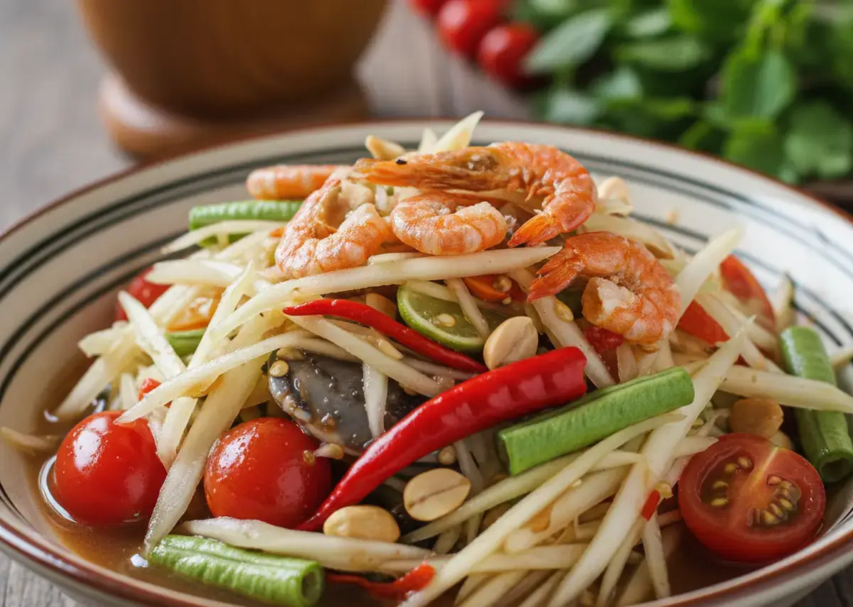 Tam mak hoong recette authentique de la salade de papaye laotienne